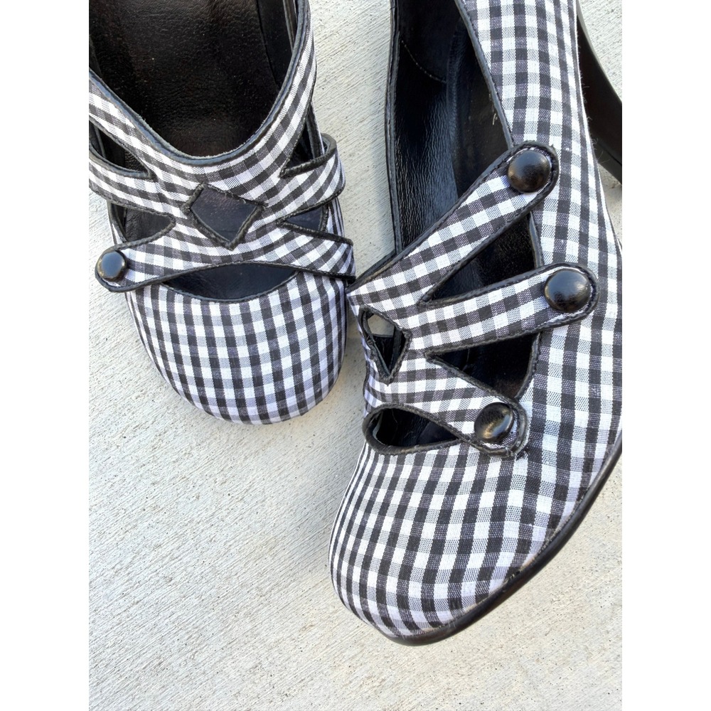 Irregular Choice Gingham Mary Jane Pumps Black White Checkered Heels Size 8 - Picture 5 of 8